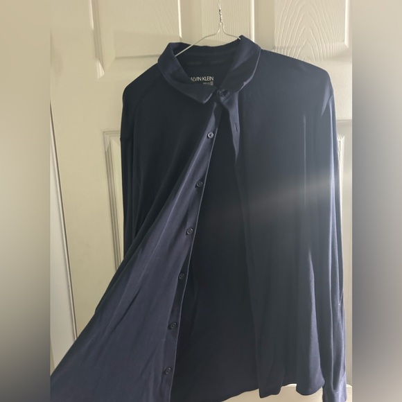 Calvin Klein navy blue button down cotton - Picture 1 of 2